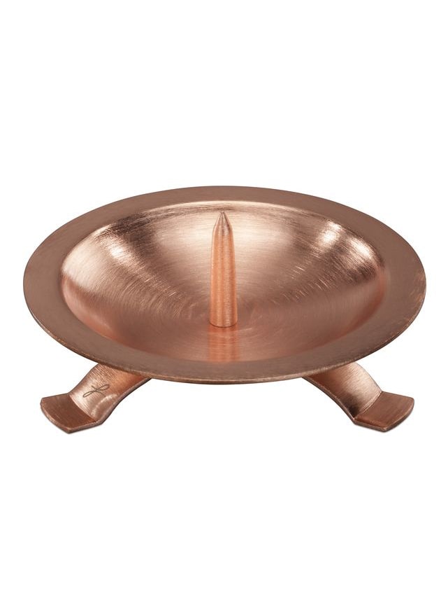 Kerzenleuchter rotgoldfarben Dreifuß, D 9cm
