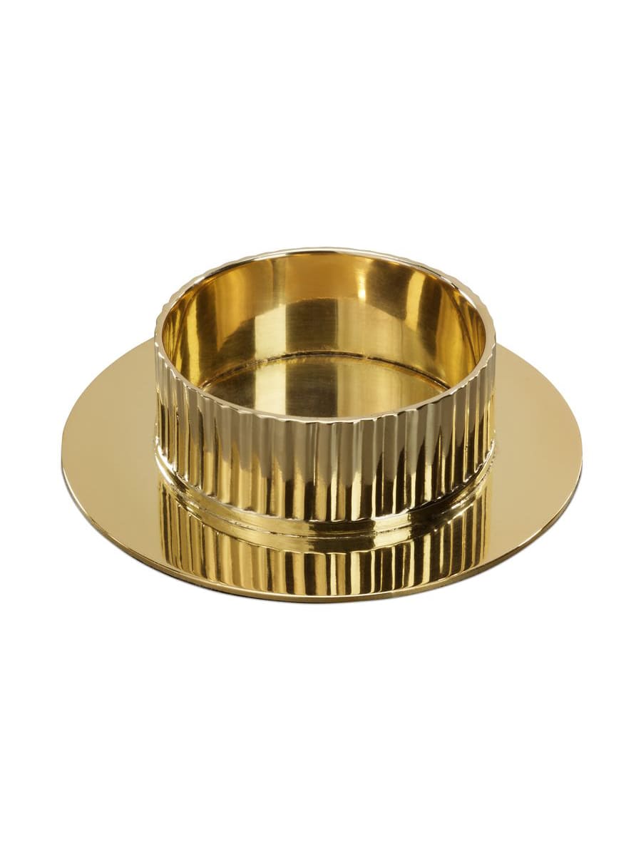 Kerzenleuchter goldfarben geriffelt für Kerzen D 5cm