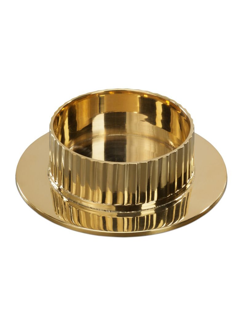 Kerzenleuchter goldfarben geriffelt für Kerzen D 6cm