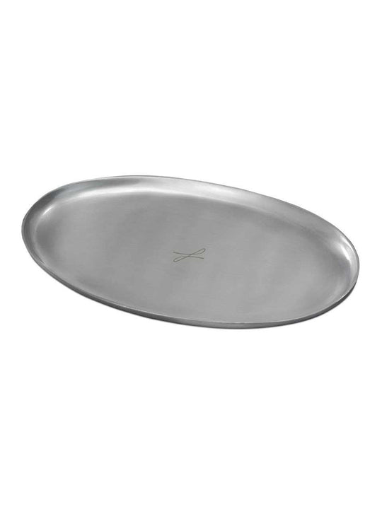 Kerzenteller silberfarben, oval 10 x 17cm € Kerzenleuchter Silberfarben 1896 WikaKerzen