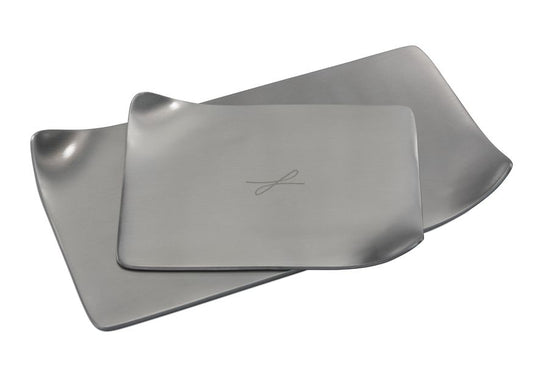 Kerzenteller silberfarben eckig zwei, 10 x 18cm € Kerzenleuchter Silberfarben 1928 WikaKerzen