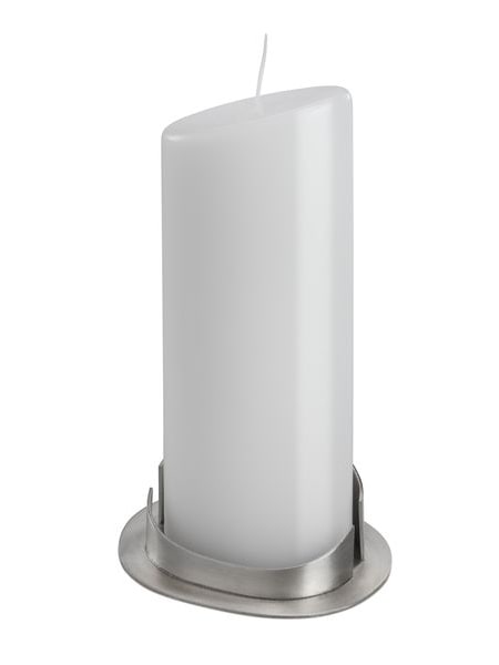 Kerzenleuchter silberfarben, für ovale Kerzen 5 x 7 cm € Kerzenleuchter 1943 WikaKerzen
