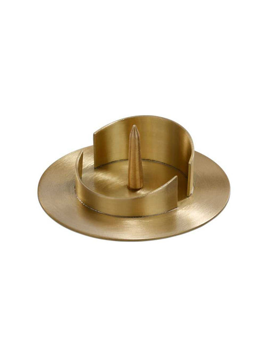 Goldfarbener Messing Kerzenleuchter mit Dorn, 5cm Durchmesser, stabil und handgefertigt