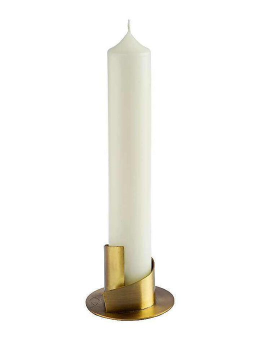 moderner handgefertigter Kerzenleuchter Gold aus gebürstetem Messing für Kerzen Ø 4-8 cm