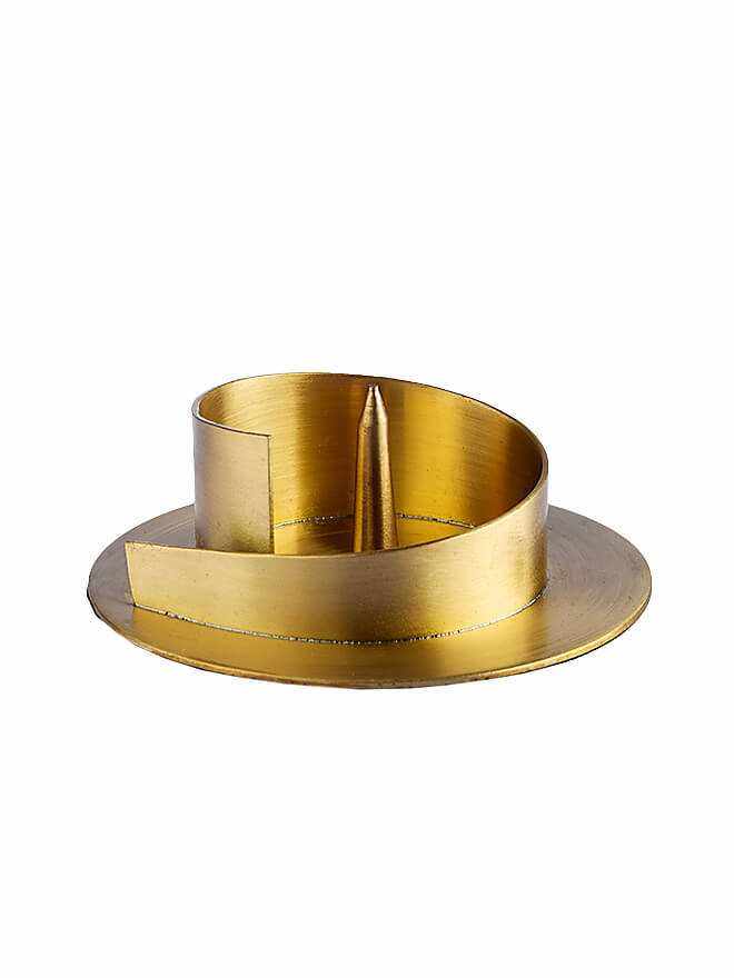 moderner goldener Kerzenleuchter aus gebürstetem Messing für Kerzen Ø 4-8 cm, handgefertigt und elegant