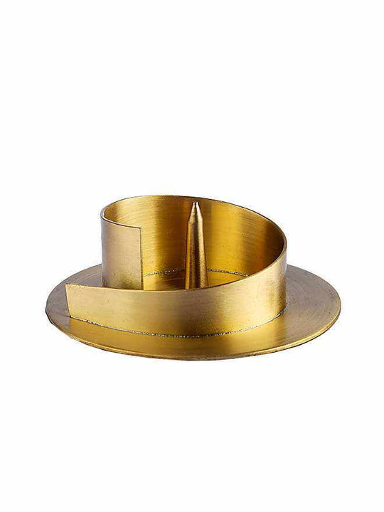 moderner goldener Kerzenleuchter aus gebürstetem Messing für Kerzen Ø 4-8 cm, handgefertigt und elegant