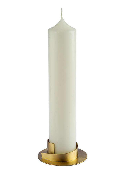 Handgefertigter Kerzenleuchter Gold aus gebürstetem Messing für Kerzen Ø 4-8 cm, modernes Design und sicherer Halt