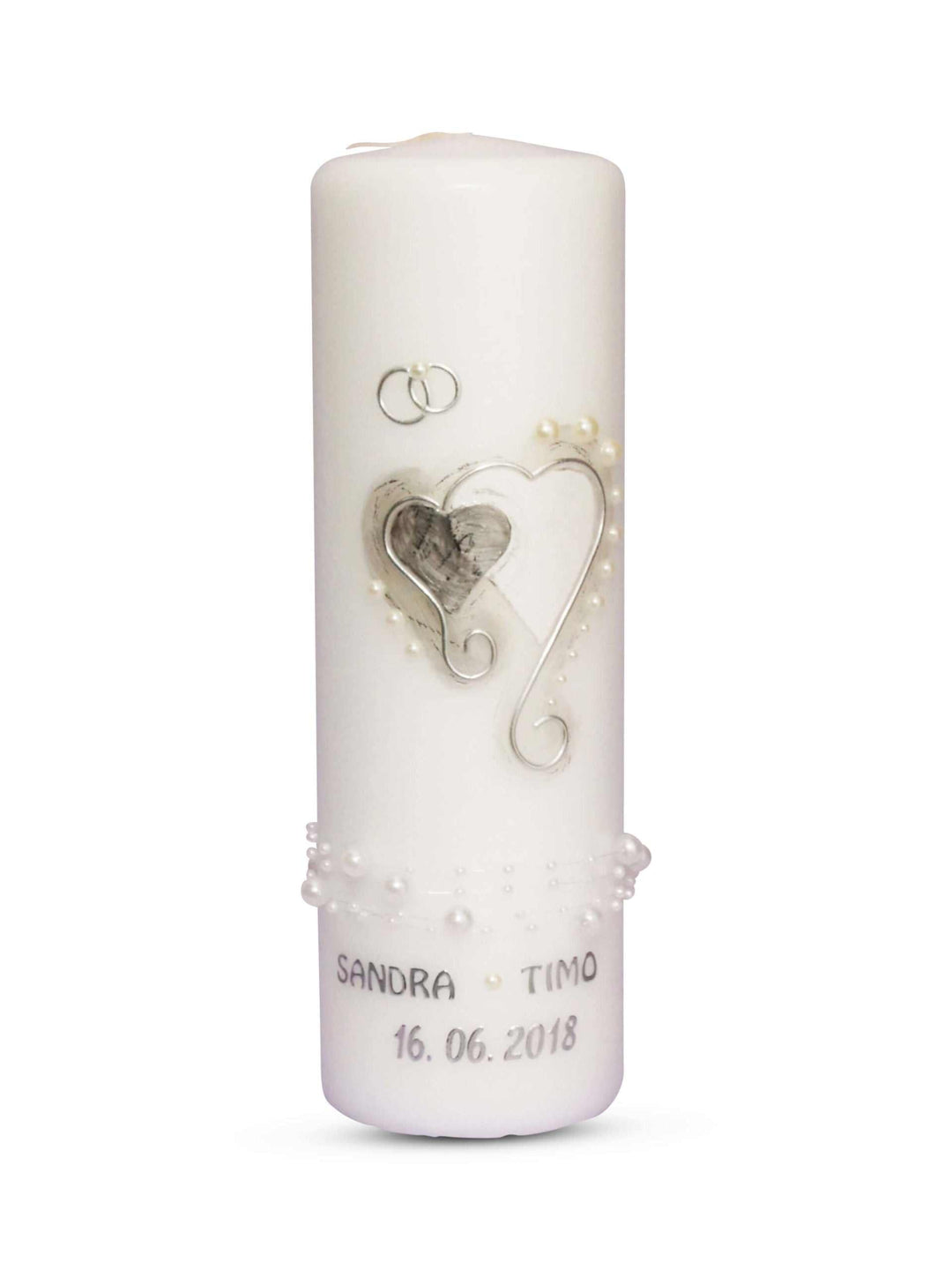 Hochzeitskerze Herz Silber € Hochzeit Silber / Gold WKHK012b WikaKerzen