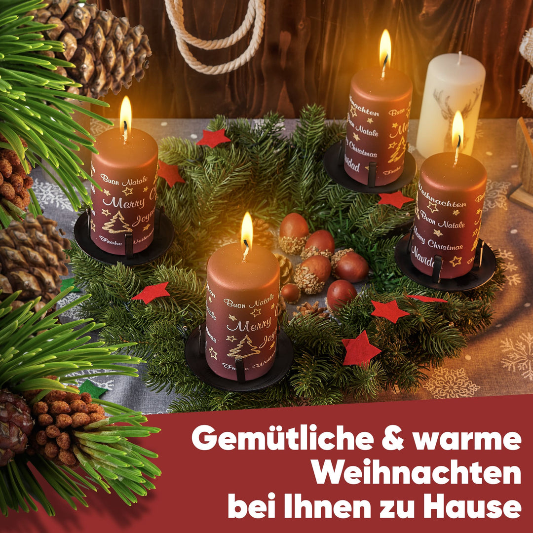 Kerzenstecker Adventskranz – Set ohne Dorn für Kerzen bis Ø 8 cm