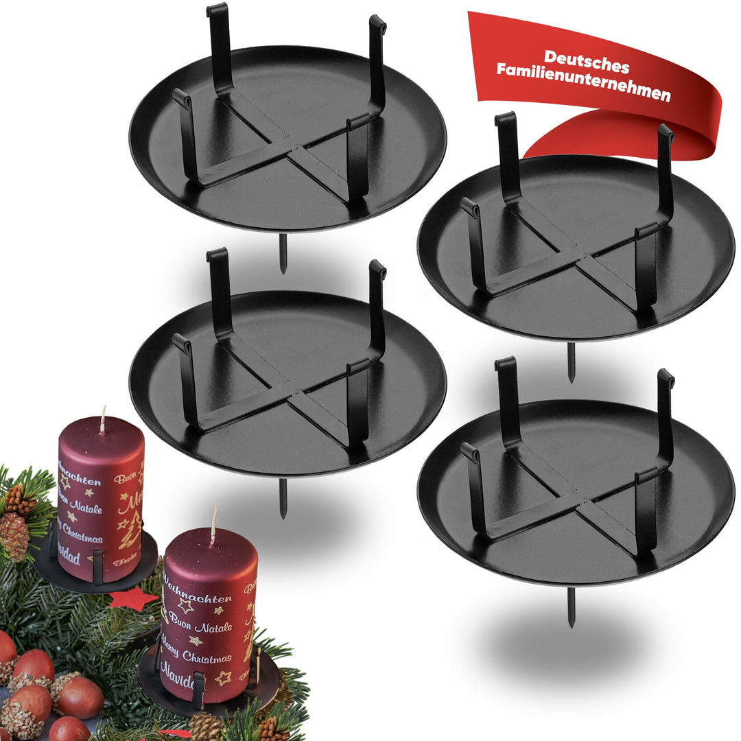 Kerzenstecker Adventskranz – Set ohne Dorn für Kerzen bis Ø 8 cm