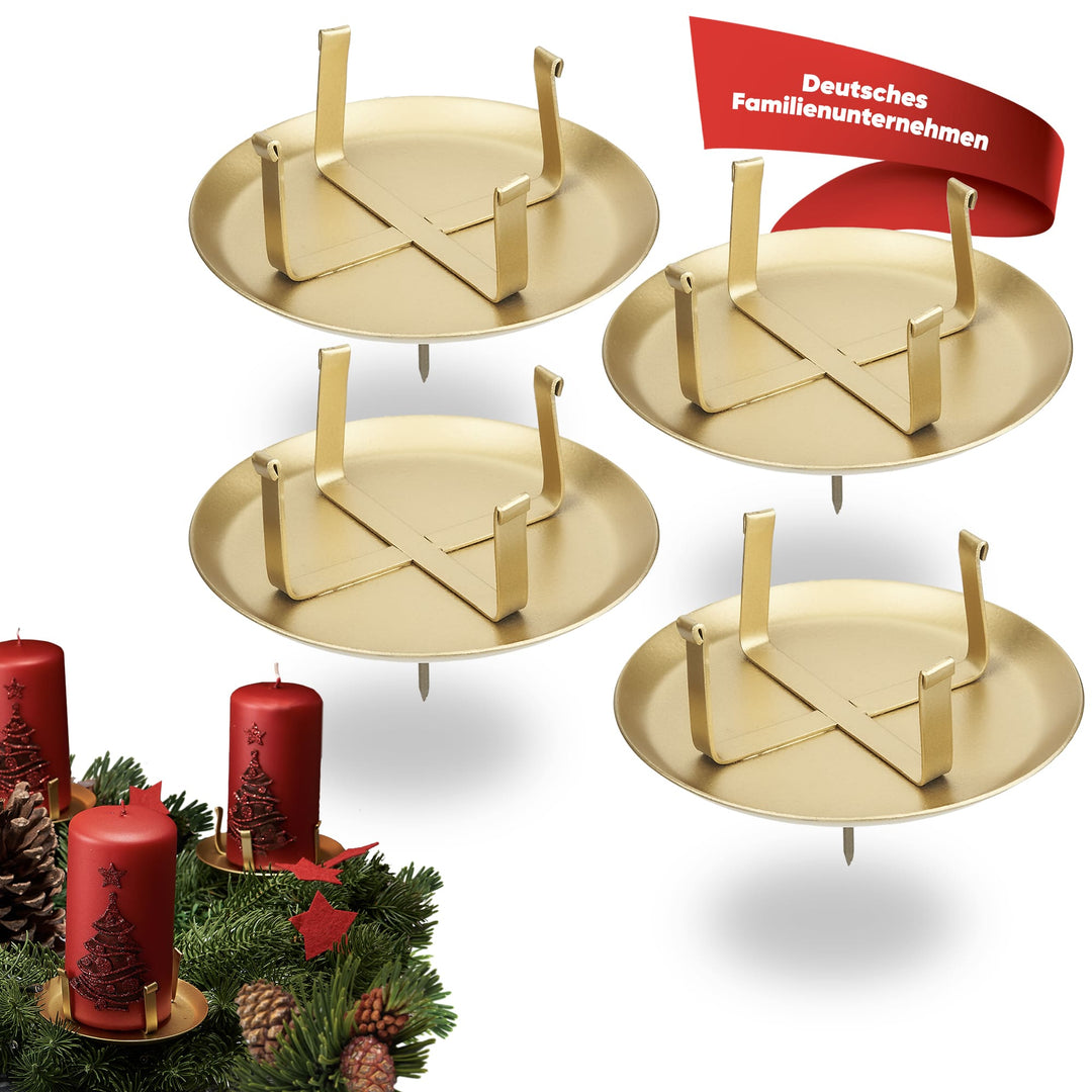 Kerzenstecker Adventskranz – Set ohne Dorn für Kerzen bis Ø 8 cm