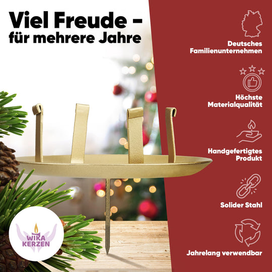 Kerzenstecker Adventskranz – Set ohne Dorn für Kerzen bis Ø 8 cm