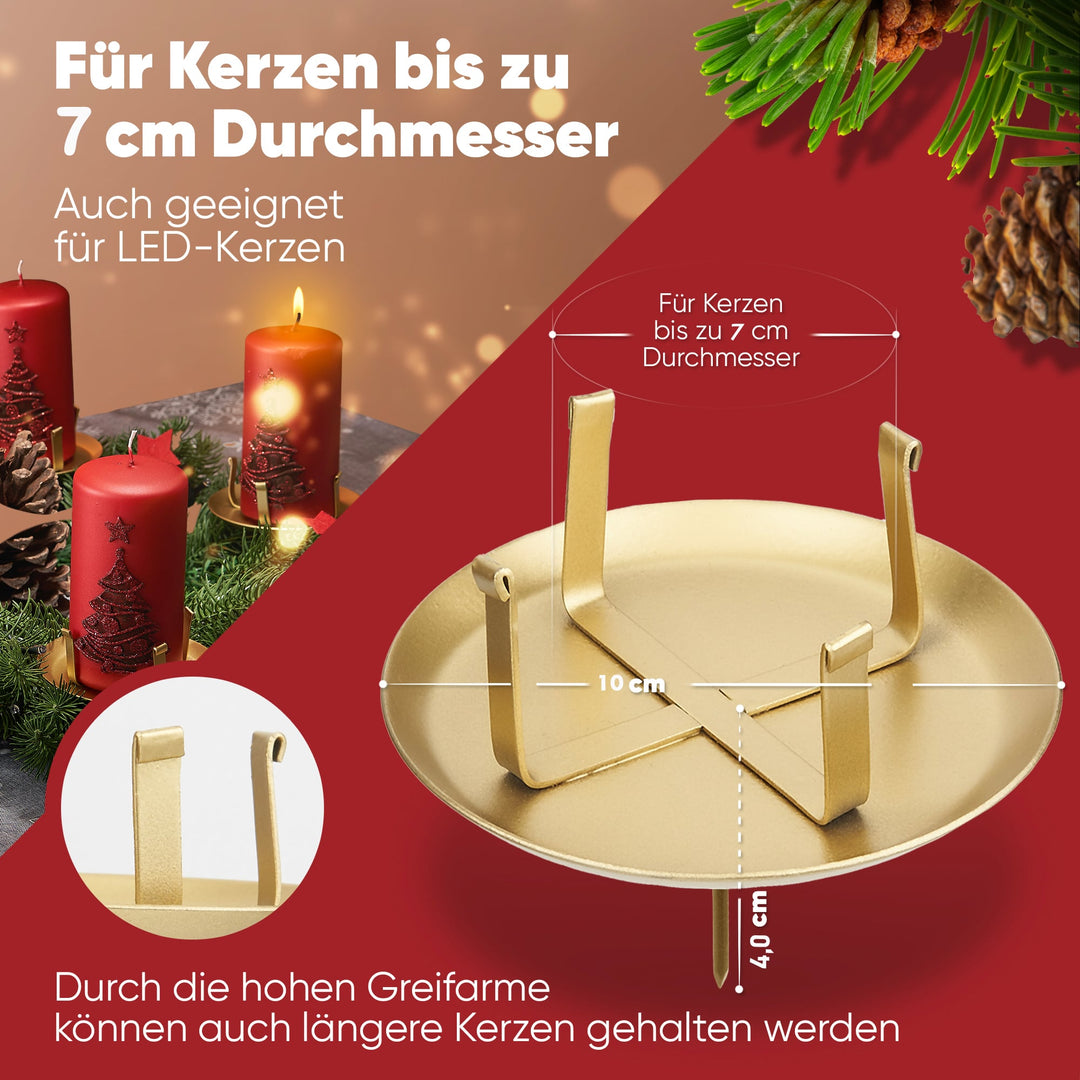 Kerzenstecker Adventskranz – Set ohne Dorn für Kerzen bis Ø 8 cm