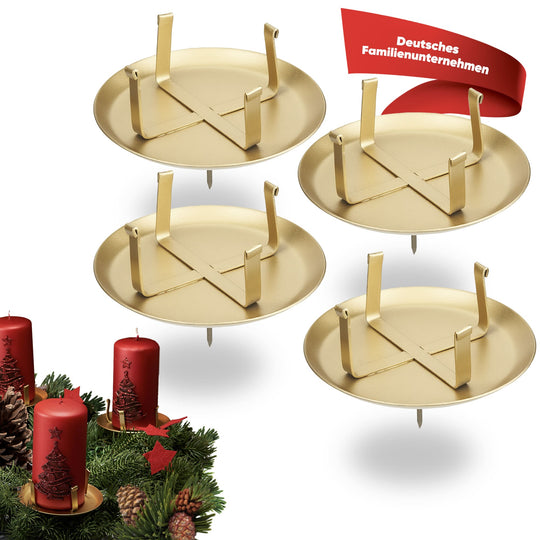 Kerzenstecker Adventskranz – Set ohne Dorn für Kerzen bis Ø 8 cm