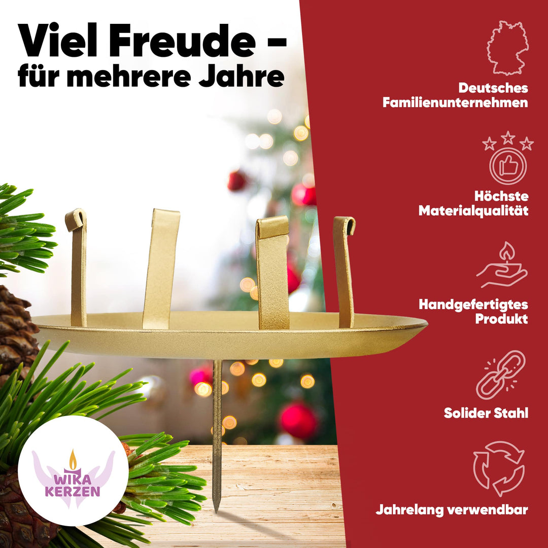 Kerzenstecker Adventskranz – Set ohne Dorn für Kerzen bis Ø 8 cm