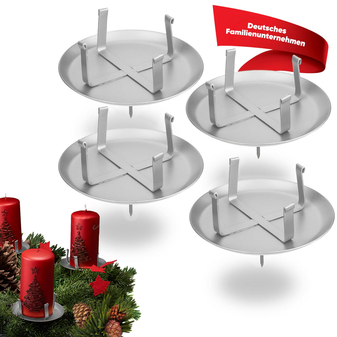 Kerzenstecker Adventskranz – Set ohne Dorn für Kerzen bis Ø 8 cm