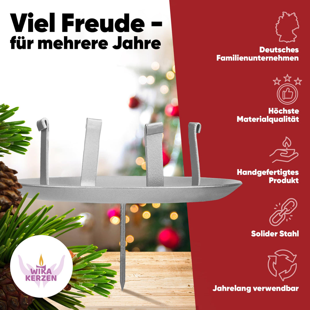 Kerzenstecker Adventskranz – Set ohne Dorn für Kerzen bis Ø 8 cm