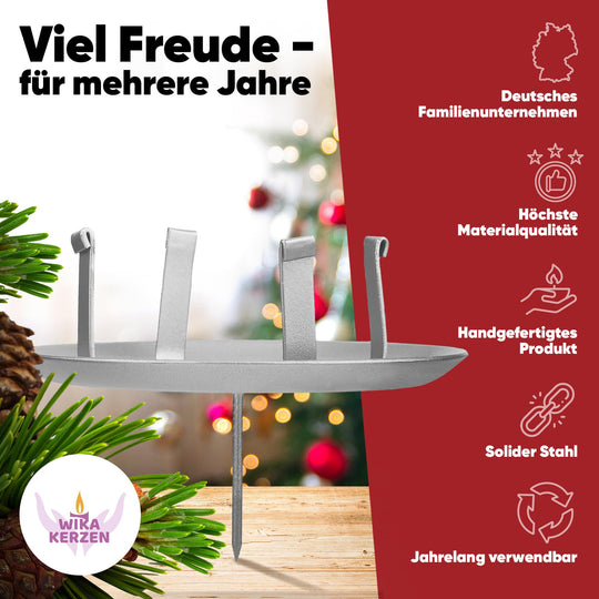 Kerzenstecker Adventskranz – Set ohne Dorn für Kerzen bis Ø 8 cm