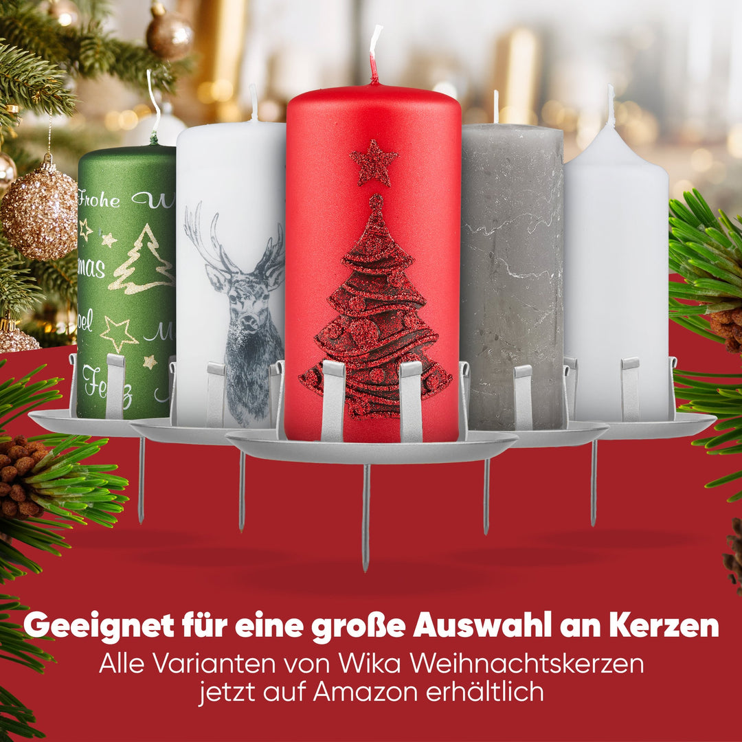 Kerzenstecker Adventskranz – Set ohne Dorn für Kerzen bis Ø 8 cm