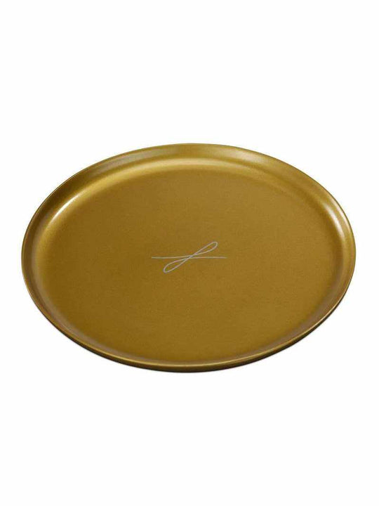 Kerzenteller goldfarben aus Aluminium, 15cm Durchmesser, ideal für Taufe oder Kommunion.