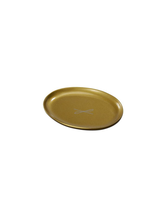 Kerzenteller goldfarben, oval 7 x 9cm