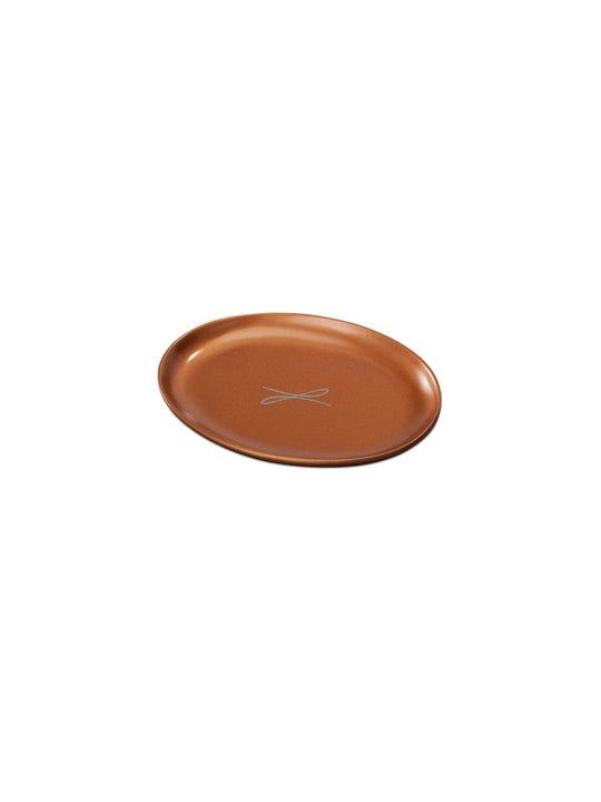 Kerzenteller rotgoldfarben, oval 7 x 9cm