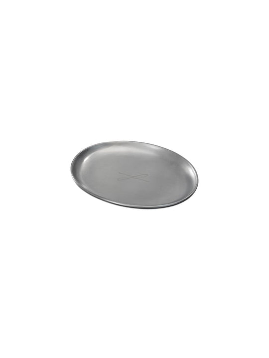 Kerzenteller silberfarben, oval 7 x 9cm