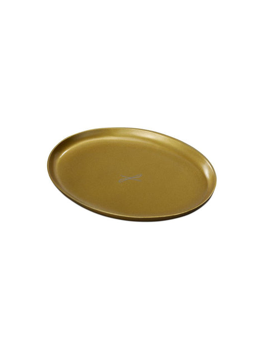 Kerzenteller goldfarben, oval 9 x 12cm