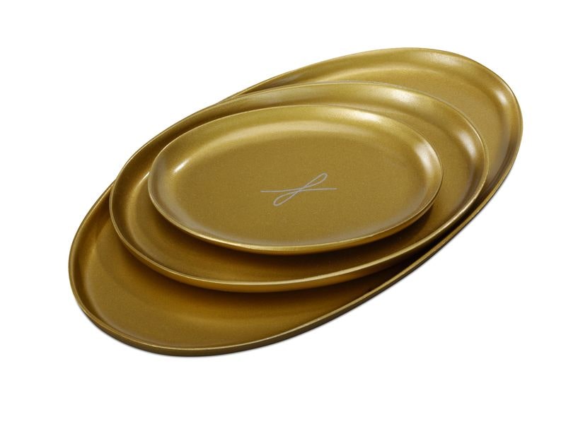 Kerzenteller goldfarben, oval 9 x 12cm