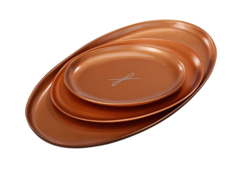 Kerzenteller rotgoldfarben, oval 10 x 17cm