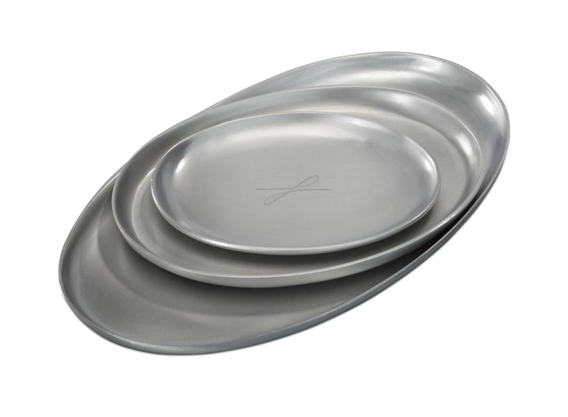 Kerzenteller silberfarben, oval 7 x 9cm