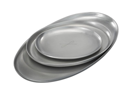 Kerzenteller silberfarben, oval 7 x 9cm