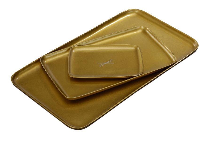 Kerzenteller goldfarben, eckig 10 x 17cm