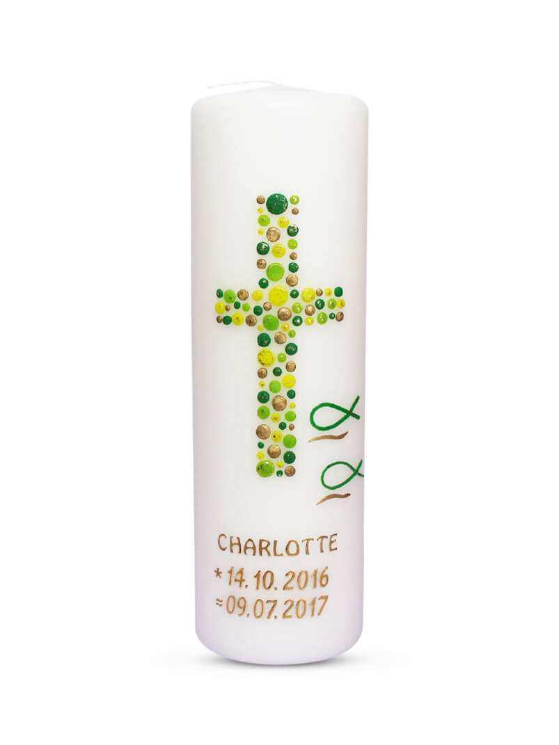 Taufkerze Mädchen Junge Kreuz Kreise 13 € Taufkerze WKTH005 WikaKerzen