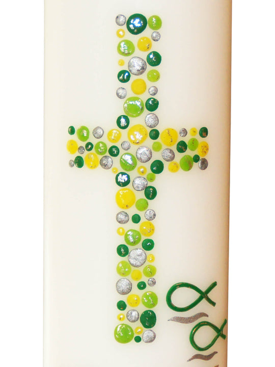 Taufkerze Mädchen Junge Kreuz Kreise 13