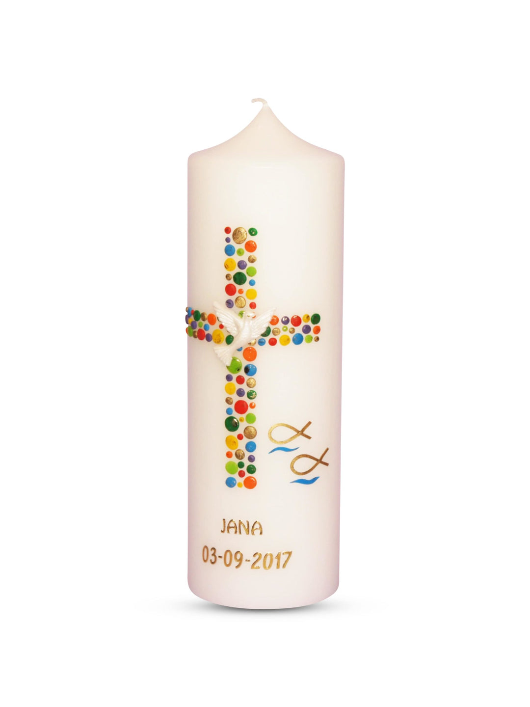 Taufkerze Mädchen Junge Kreuz Kreise 16