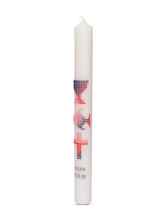 Kommunionkerzen Taufkerzen Mädchen Kreuz Kreise Lila Rosa