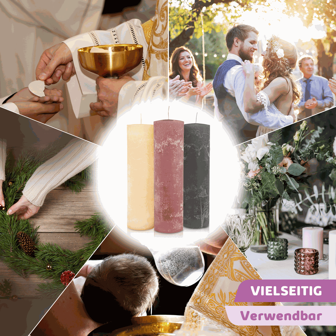 Rustic Stumpenkerze-Rohling - Zur Deko oder zum Basteln € Kerzenrohling Grau-20x7 WikaKerzen
