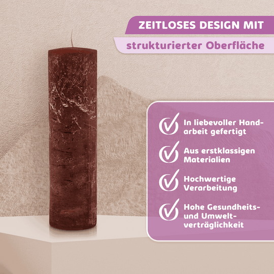 Rustic Stumpenkerze-Rohling - Zur Deko oder zum Basteln € Kerzenrohling Grau-20x7 WikaKerzen