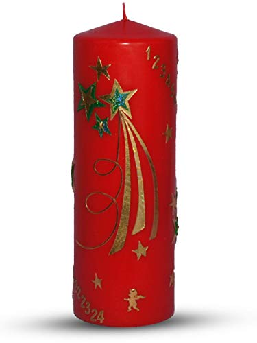 Handgemachtes Rot-Gold-Adventskalender-Kerzen-Set - 1-24 Weihnachtskerzen, perfekt für Weihnachtsdekoration