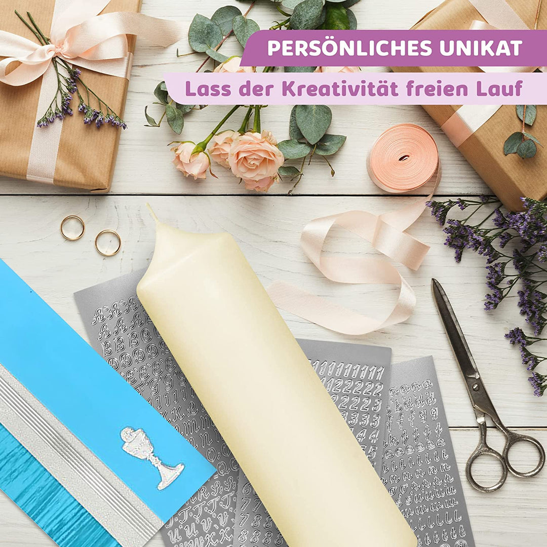 Taufkerze selber Machen Set (Türkis,25x7cm,Creme)