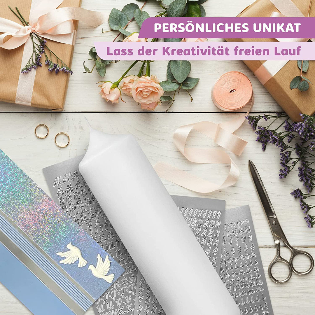 Taufkerze selber Machen Set (Blau,25x7cm,Weiß)