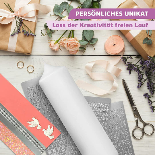 Taufkerze selber Machen Set (Rosa,25x7cm,Weiß)
