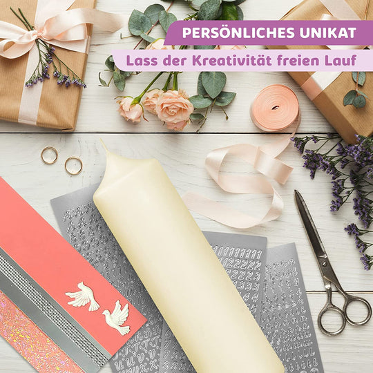 Taufkerze selber Machen Set (Rosa,25x7cm,Creme)