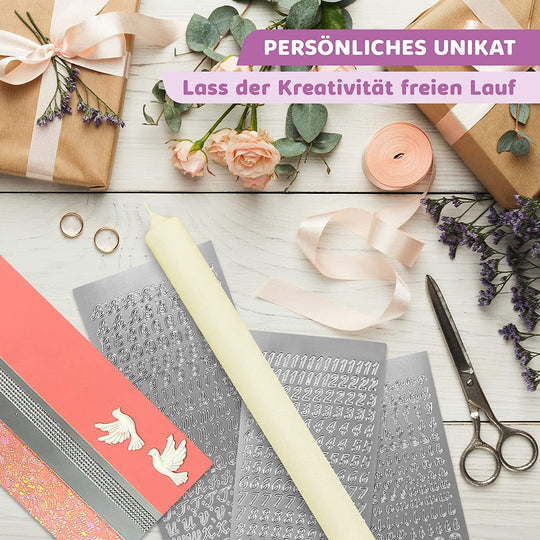 Taufkerze selber Machen Set (Rosa,40x4cm,Creme)