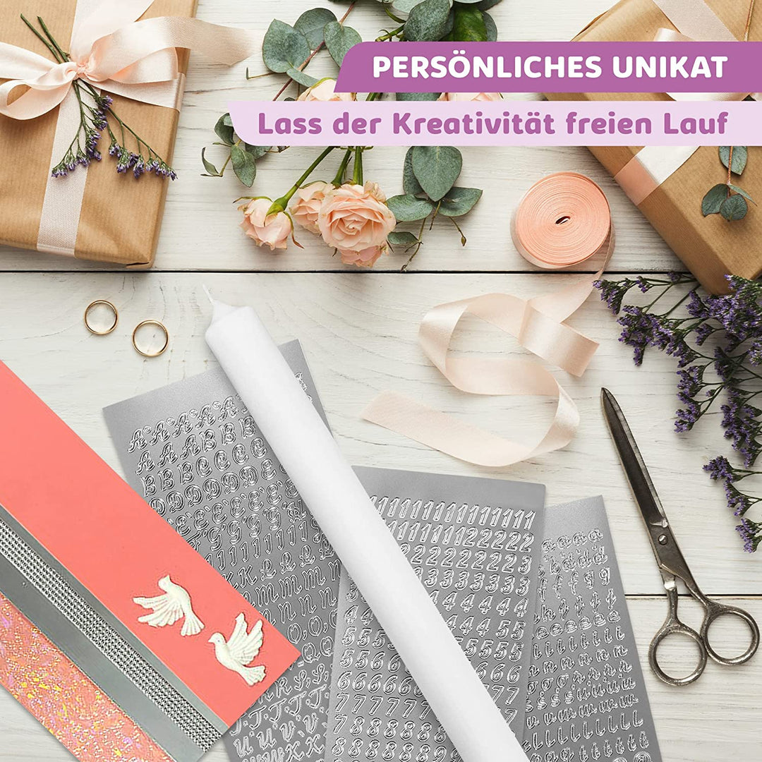 Taufkerze selber Machen Set (Rosa,40x4cm,Weiß)