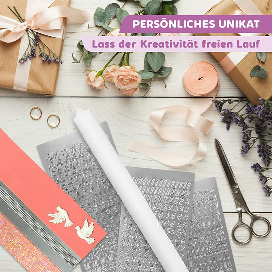 Taufkerze selber Machen Set (Rosa,40x4cm,Weiß)