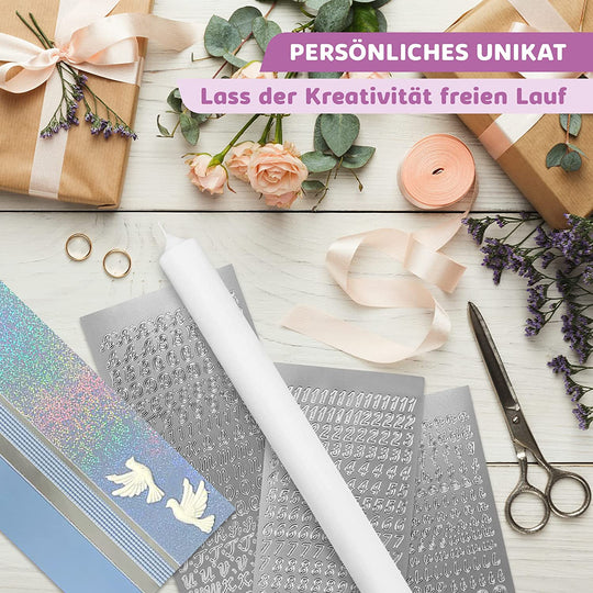 Taufkerze selber Machen Set (Blau,40x4cm,Weiß)