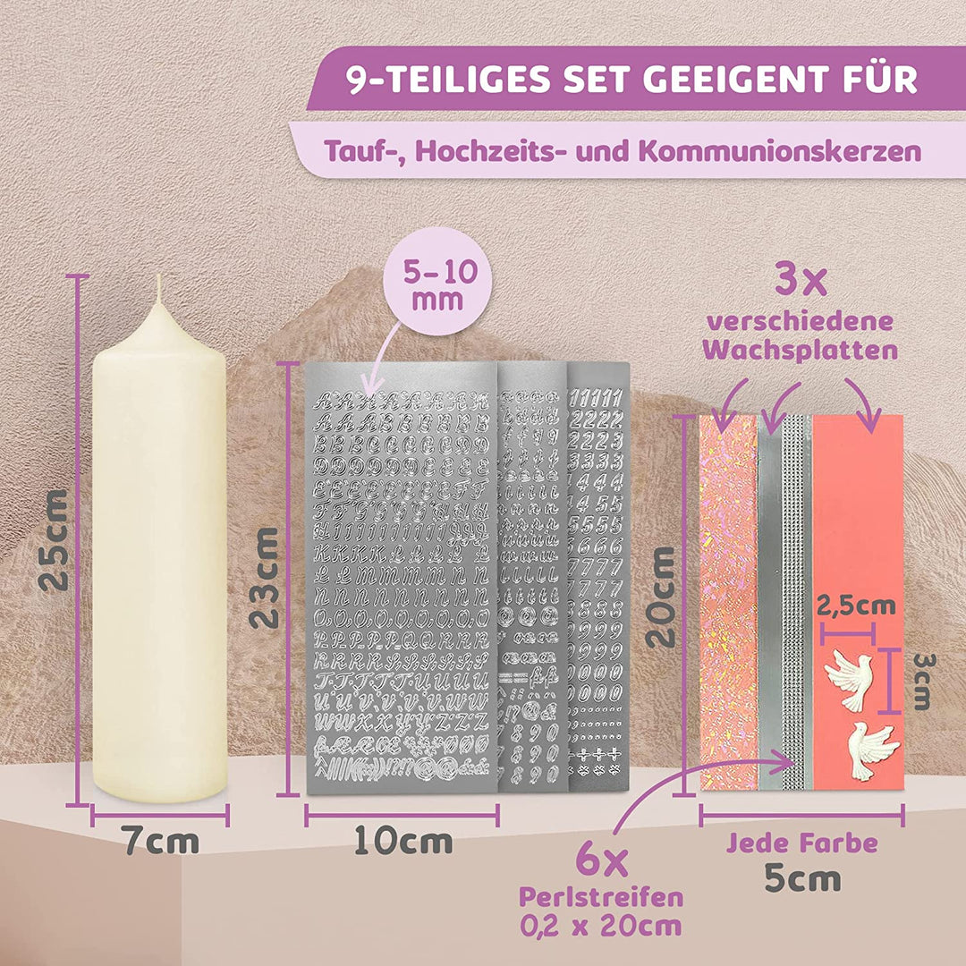 Taufkerze selber Machen Set (Rosa,25x7cm,Creme)