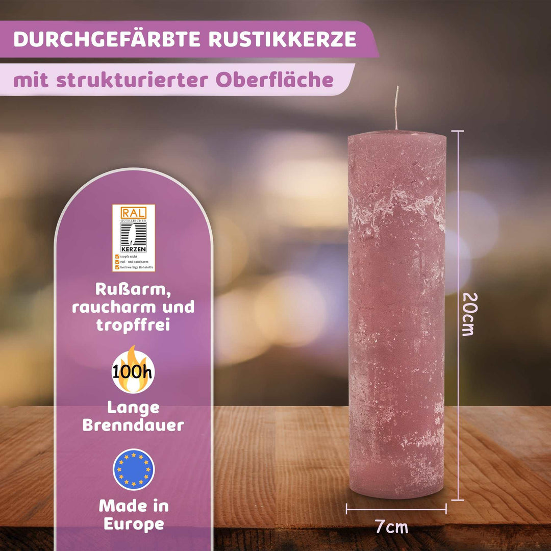 Rustic Stumpenkerze-Rohling - Zur Deko oder zum Basteln € Kerzenrohling Grau-20x7 WikaKerzen